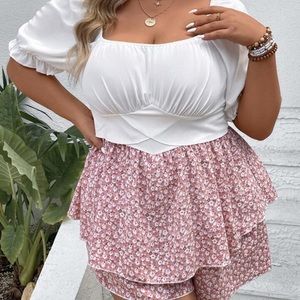 Floral Print Puff Sleeve Romper